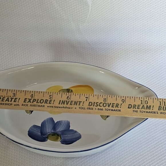 Maxam Italian Daisy Augratin Casserole Bowls 10.7" double portion Portugal set/2 - Picture 9 of 11